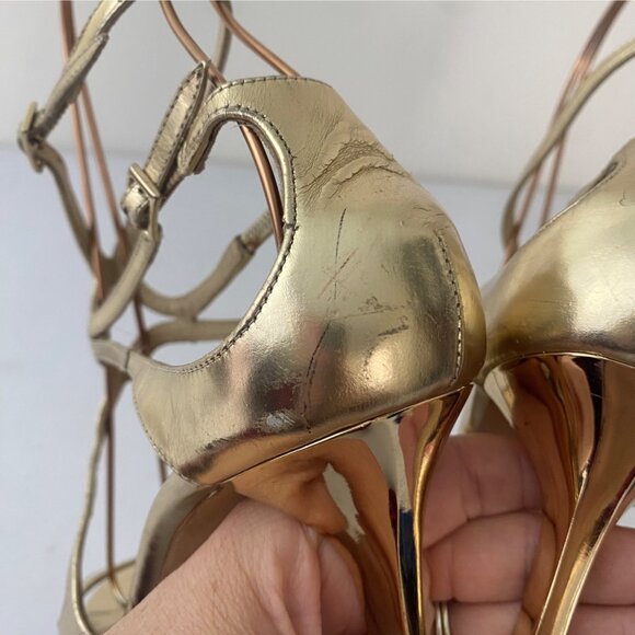 Jimmy Choo Metallic Gold Heels Shoes - Picture 9 of 12